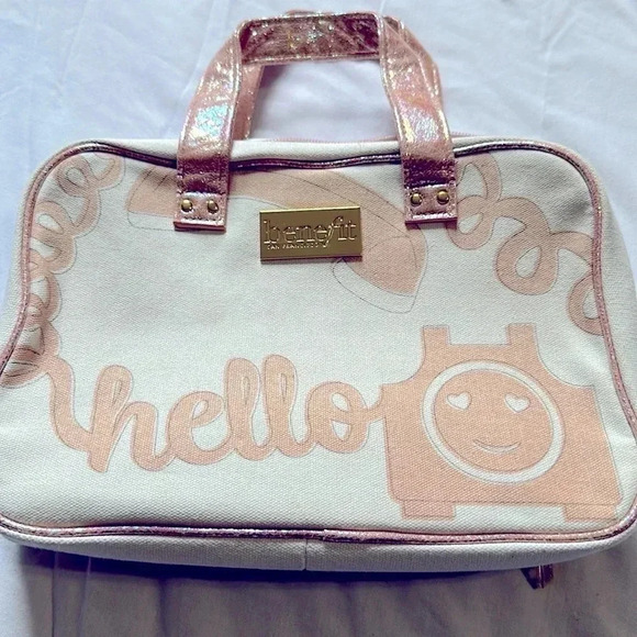 Benefit zippered make up bag/ cosmetics with hook sparkle - Picture 1 of 6